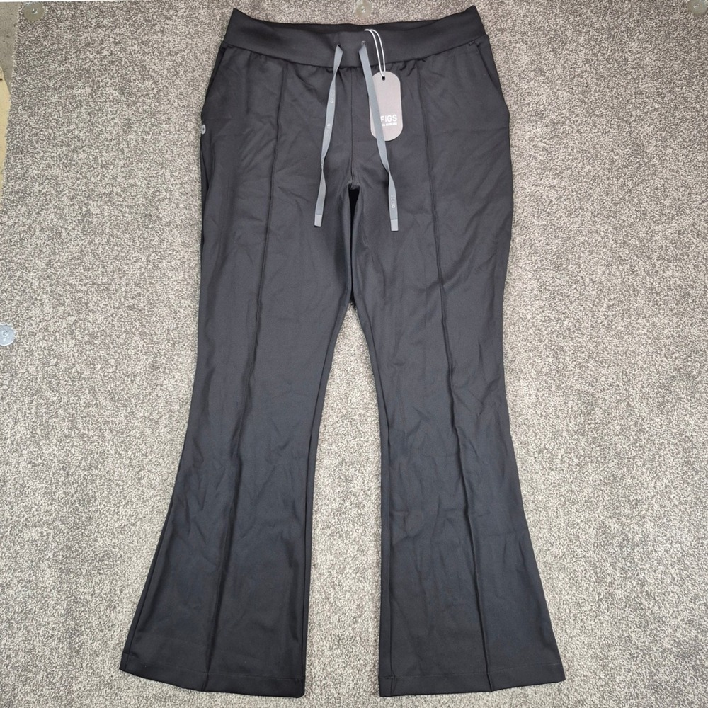 NWT FIGS Evanston High Waisted Flare Scrub Pants Womens XL Black FORMx
